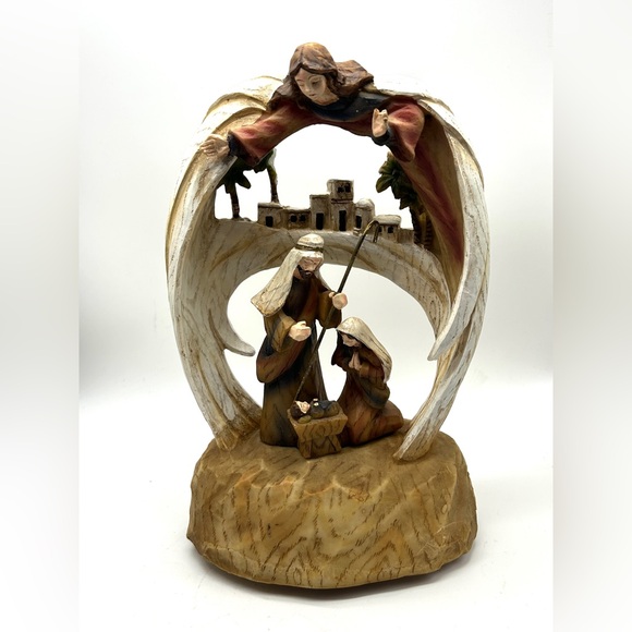 Vintage Musical Fontanini ROMAN Nativity Set Angel Scene Plays O Holy Night RARE - Picture 9 of 14